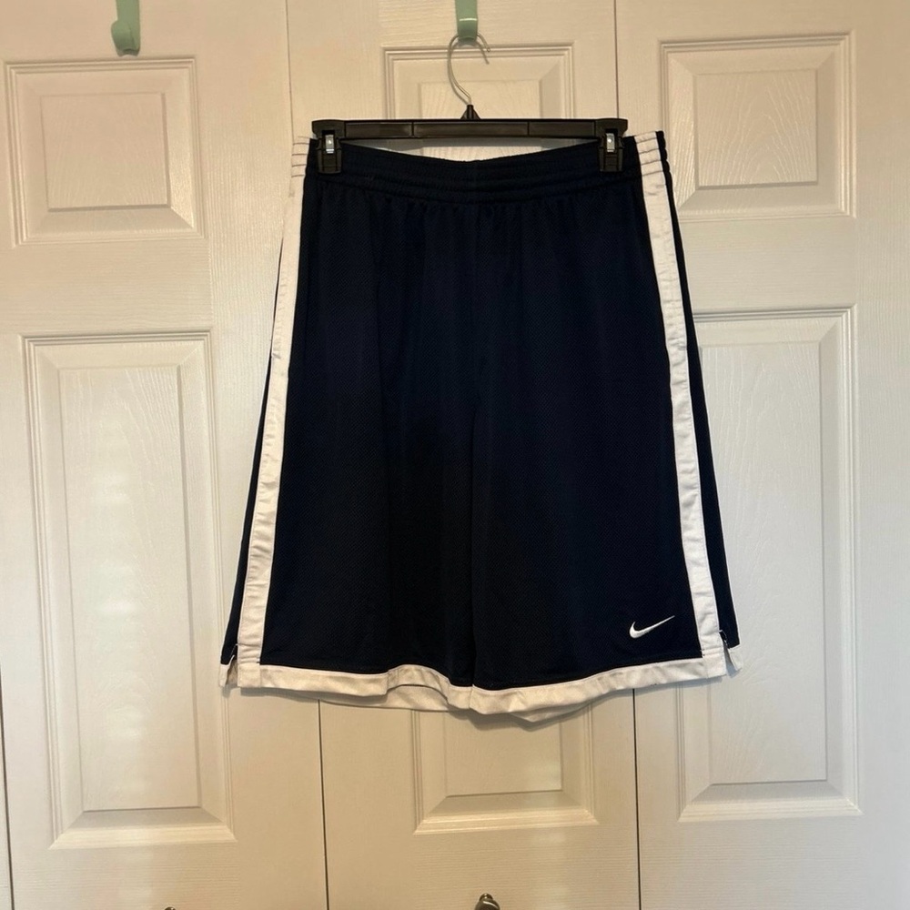 Nike Navy and White Athletic Basketball Shorts